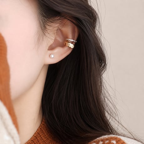 double layer star bijou gold ear cuff　SH1137