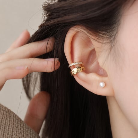double layer star bijou gold ear cuff　SH1137