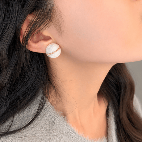 enamel gold line earrings　SH1145