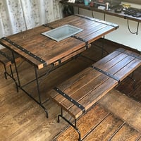 【 STEEL BELT 】BBQテーブルセット （BBQテーブル×１/ ベンチ大×2)