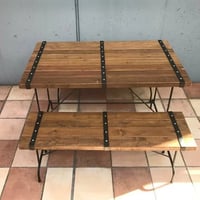 【 STEEL BELT 】 テーブルセット （テーブル×１/ ベンチ大×２）