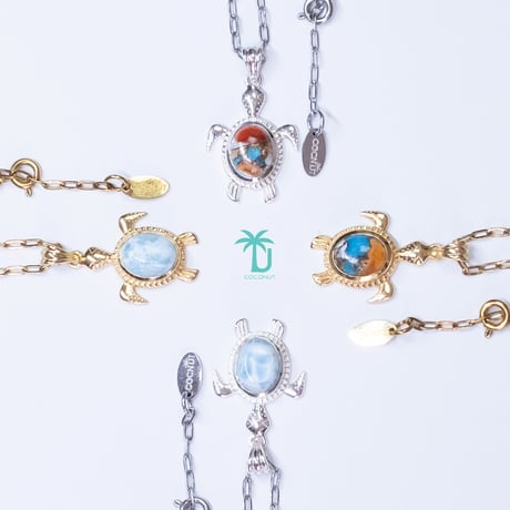 Larimar Honu Necklace【gold】