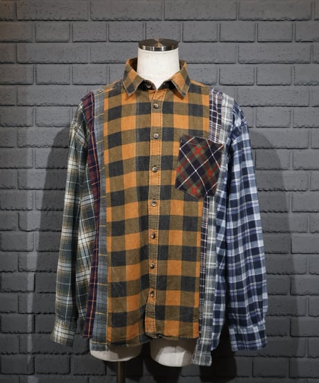 〈REBUILD by NEEDLES〉Flannel Shirt -> 7 Cuts Wide Shirt