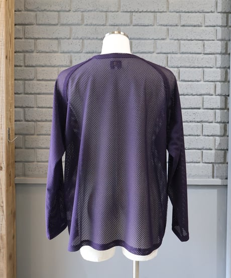 〈NEEDLES〉L/S U Neck Tee - Geo Raschel Lace / Eggplant