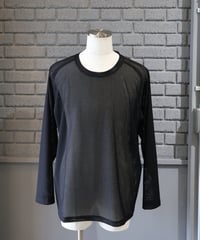 〈NEEDLES〉L/S U Neck Tee - Geo Raschel Lace / Black