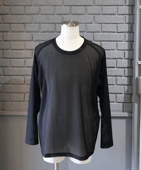 〈NEEDLES〉L/S U Neck Tee - Geo Raschel Lace / Black