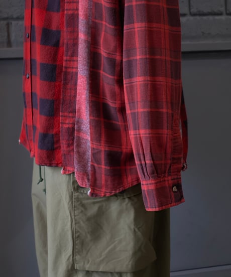〈REBUILD by NEEDLES〉Flannel Shirt -> 7 Cuts Wide Shirt / Over Dye Red