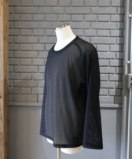 〈NEEDLES〉L/S U Neck Tee - Geo Raschel Lace / Black
