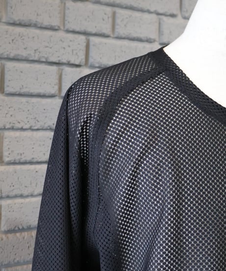 〈NEEDLES〉L/S U Neck Tee - Geo Raschel Lace / Black