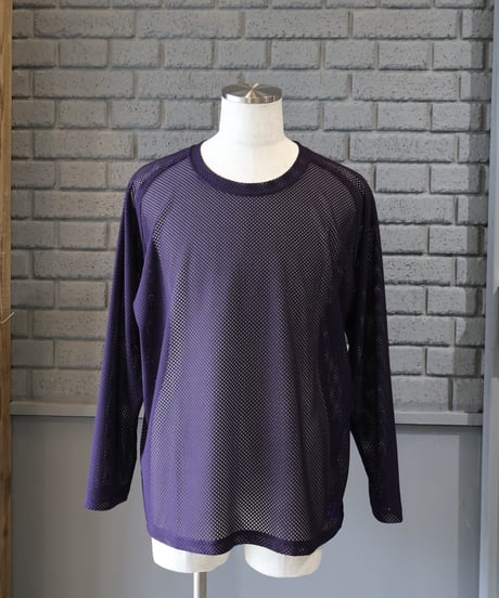 〈NEEDLES〉L/S U Neck Tee - Geo Raschel Lace / Eggplant