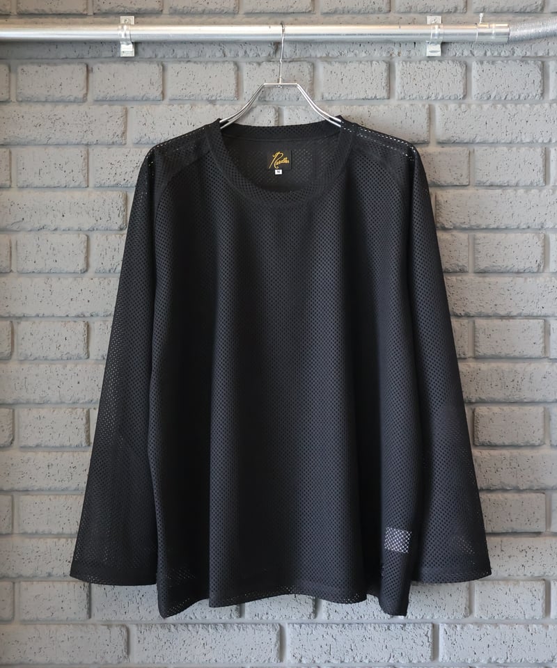 NEEDLES〉L/S U Neck Tee - Geo Raschel Lace / Bl