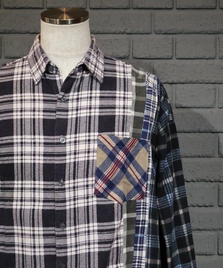 〈REBUILD by NEEDLES〉Flannel Shirt -> 7 Cuts Wide Shirt