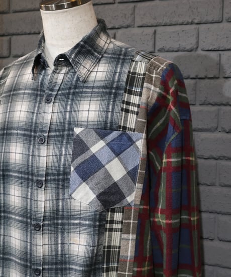 〈REBUILD by NEEDLES〉Flannel Shirt -> 7 Cuts Wide Shirt