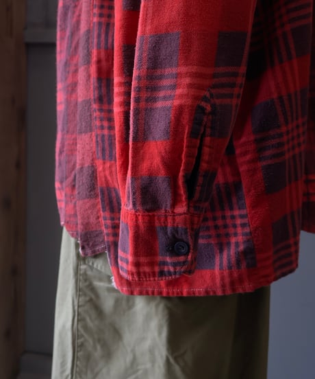〈REBUILD by NEEDLES〉Flannel Shirt -> 7 Cuts Wide Shirt / Over Dye Red