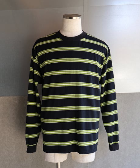 〈WALLA WALLA SPORT〉L/S Stripe Tee / Black x Green