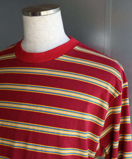 〈WALLA WALLA SPORT〉L/S Stripe Tee / Burgundy x Mustard