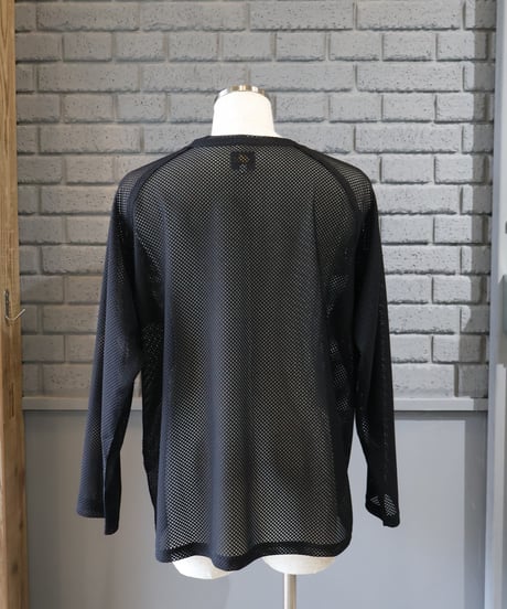 〈NEEDLES〉L/S U Neck Tee - Geo Raschel Lace / Black
