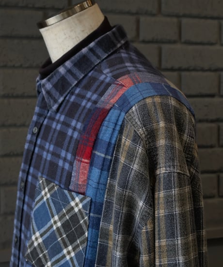 〈REBUILD by NEEDLES〉Flannel Shirt -> 7 Cuts Wide Shirt