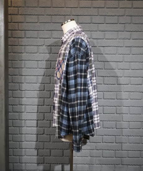 〈REBUILD by NEEDLES〉Flannel Shirt -> 7 Cuts Wide Shirt