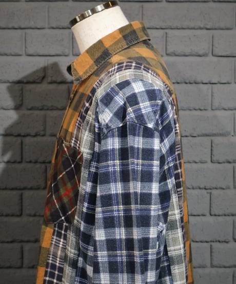 〈REBUILD by NEEDLES〉Flannel Shirt -> 7 Cuts Wide Shirt