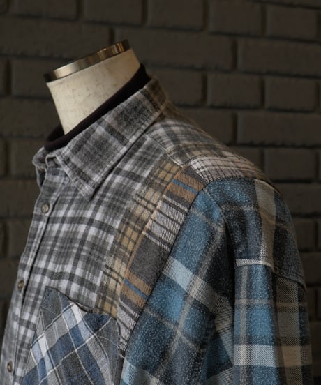〈REBUILD by NEEDLES〉Flannel Shirt -> 7 Cuts Wide Shirt