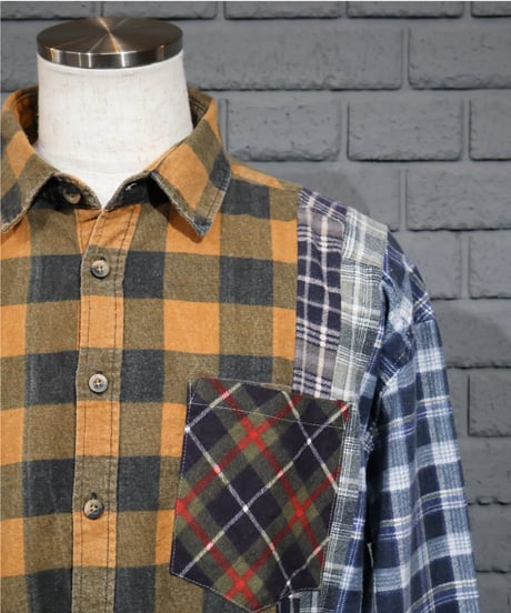 〈REBUILD by NEEDLES〉Flannel Shirt -> 7 Cuts Wide Shirt