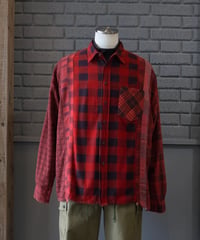 〈REBUILD by NEEDLES〉Flannel Shirt -> 7 Cuts Wide Shirt / Over Dye Red