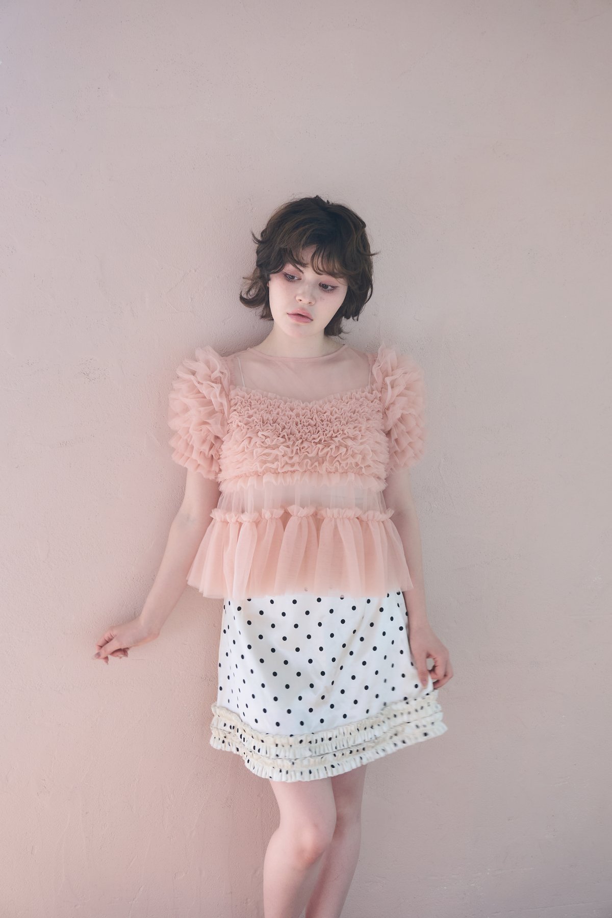 トップス sovisoon sherbet tulle frill blouse sherbet tulle frill blouse(pink) | sovisoon.off