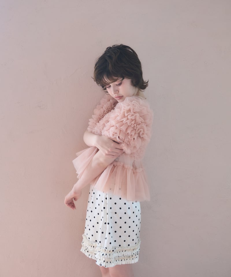 トップス sovisoon sherbet tulle frill blouse mint sherbet tulle frill blouse(pink) | sovisoon.off