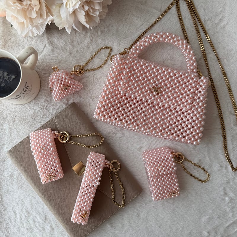 handmade♡がま口♡パール♡コーラルピンク がま口チャーム（ピンクパール） | NIIA