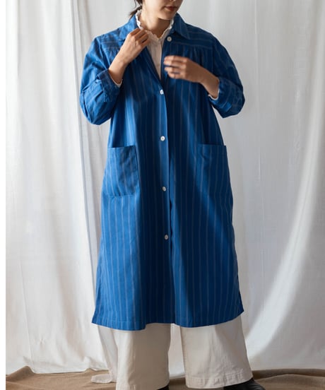 Blue Stripe Cotton Coat