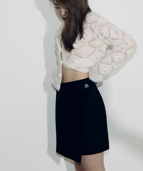 Short beaver wrap mini skirt