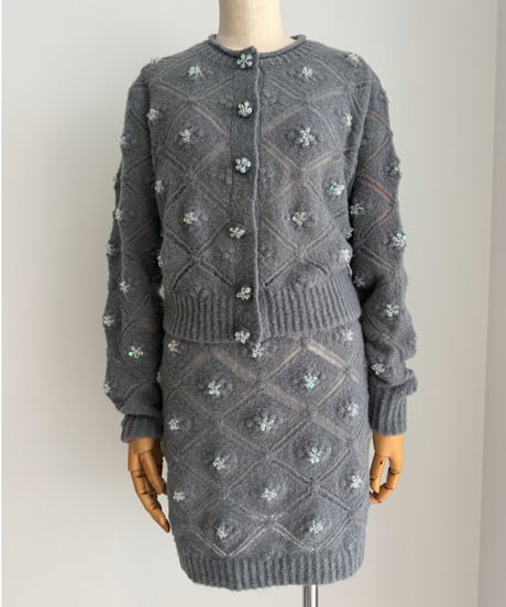 Beated crochet C/D col.gray