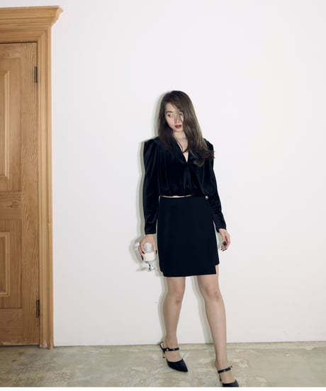 Short beaver wrap mini skirt