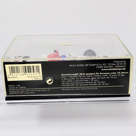 MINICHAMPS ミニチャンプス 1/43 BAR Honda 005 Jacques Villeneuve #16 Decals ヴィルヌーヴ ホワイト ホンダ