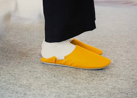 帆布バブーシュ＋ボア Mustard Yellow Mサイズ