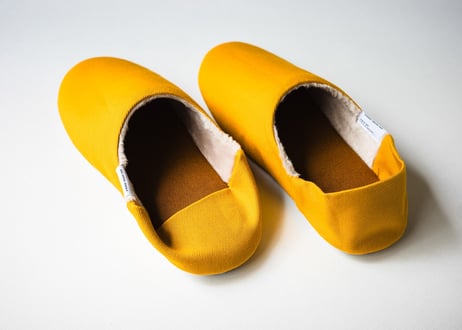 帆布バブーシュ＋ボア Mustard Yellow Mサイズ