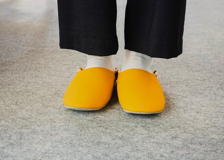 帆布バブーシュ＋ボア Mustard Yellow Mサイズ