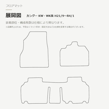 【受注生産】 ルノー カングー KW・WK系 / フロアマット 1台分セット / 年式 平成21年(2009年)9月～令和4年(2022年)1月 / スタンダード / 選べる4色 FREAKS