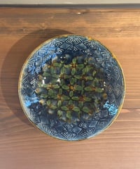 岡本芳久 刻文浅鉢 藍釉 3