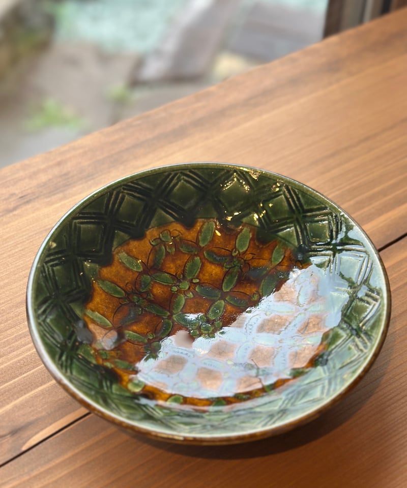 岡本芳久 刻文浅鉢 緑釉 3 | 日日用品 SIBI | 仙台・秋保の小さな日用