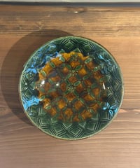 岡本芳久 刻文浅鉢 緑釉 3