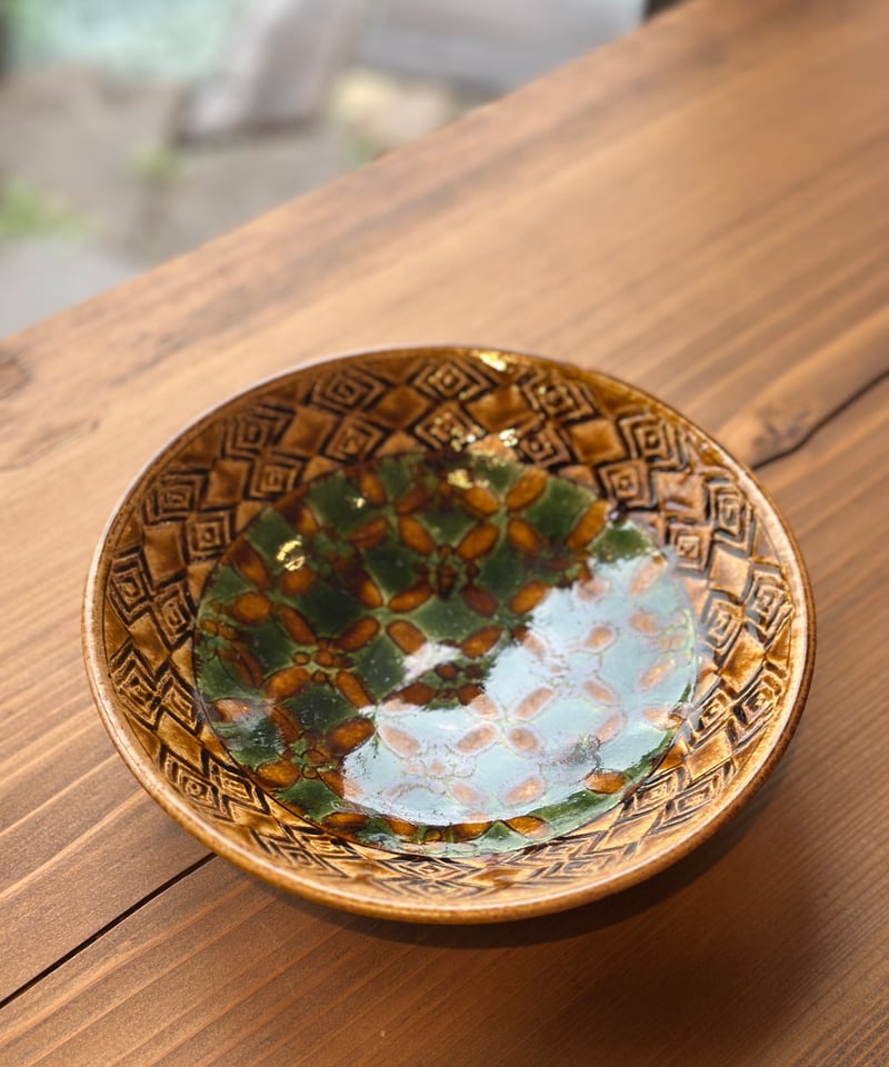 岡本芳久 刻文浅鉢 飴釉 3 | 日日用品 SIBI | 仙台・秋保の小さな日用