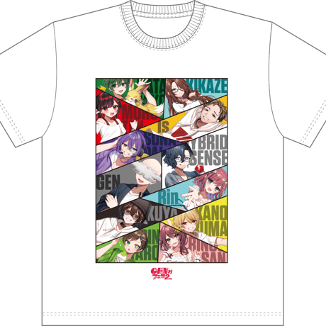 GEN村フェス2次会等身キャラTシャツ白