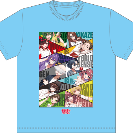 GEN村フェス2次会等身キャラTシャツ水色