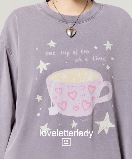 Tea Graphic Vintage Oversized Long Sleeve T-Shirt