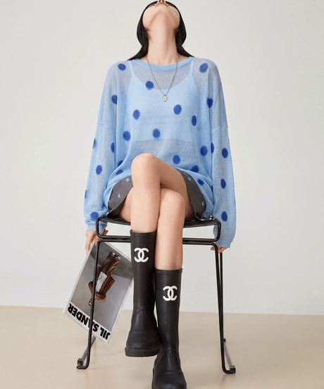Sheer Polka Dot Sheer Knit Sweater