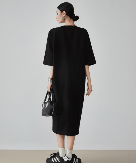 Ribbon Print Oversized T-shirt Dress