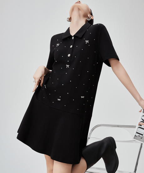 Rhinestone Ribbon Polo Mini Dress