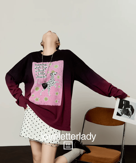 Gradient Dalmatian Print Long Sleeve T-Shirt